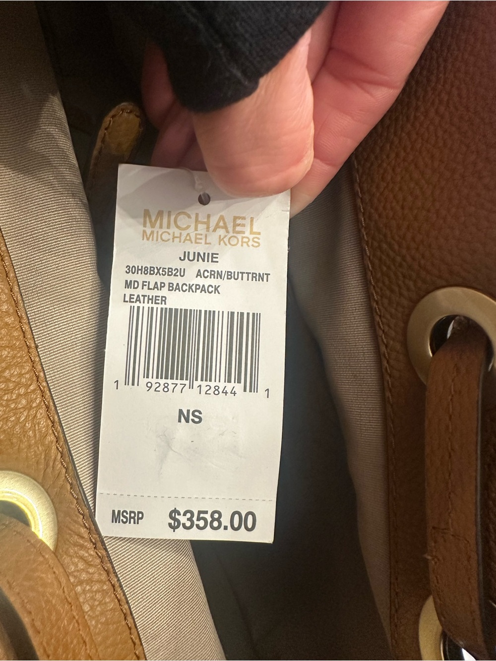 Michael Kors Tan/Brown Woven Chevron Drawstring Bucket Bag - Picture 2 of 6